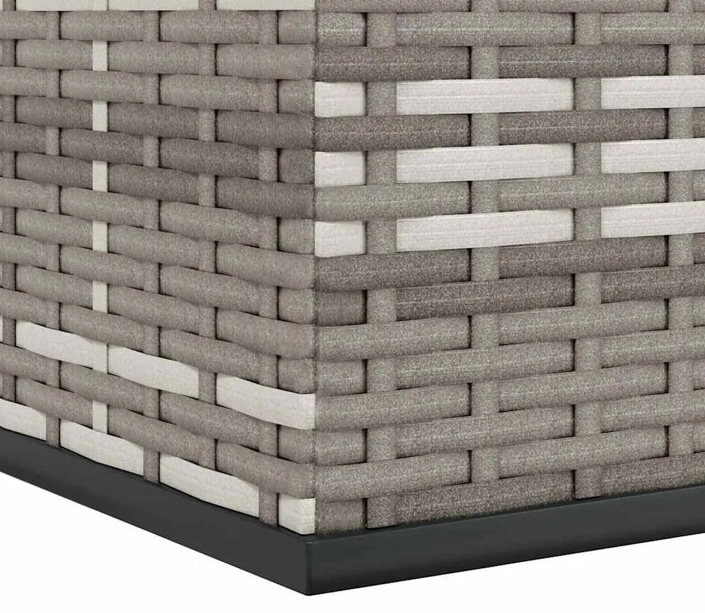 szürke polyrattan kerti párnatartó doboz 291 x 100,5 x 104 cm