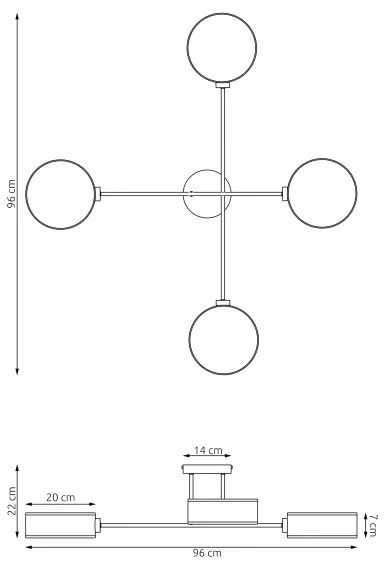 MAGA felületre szerelhető csillár 4xE14/10W/230V fekete/szürke