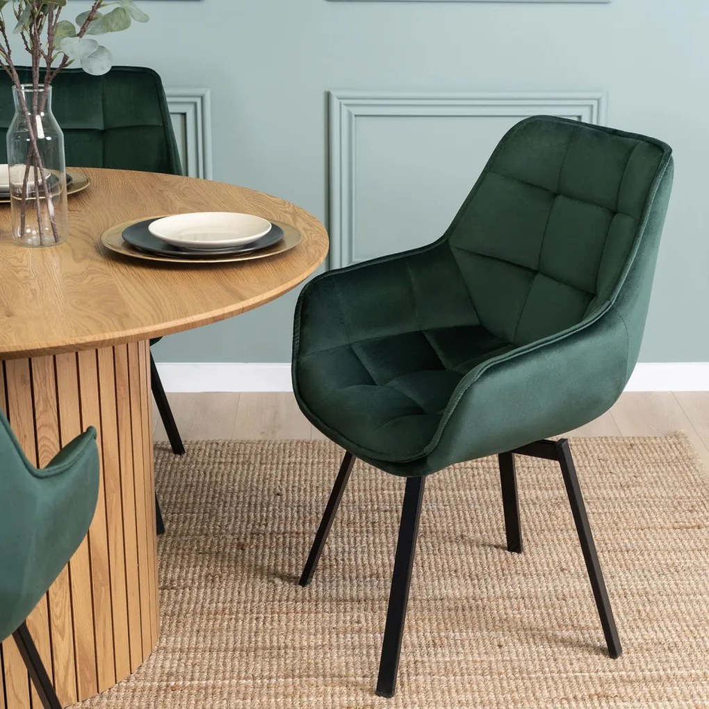 Forgószék zöld bársony kárpittal – LUNA