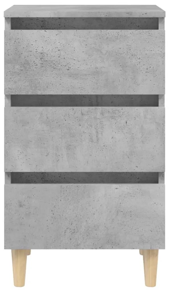Betonszürke éjjeliszekrény tömör fa lábakkal 40 x 35 x 69 cm