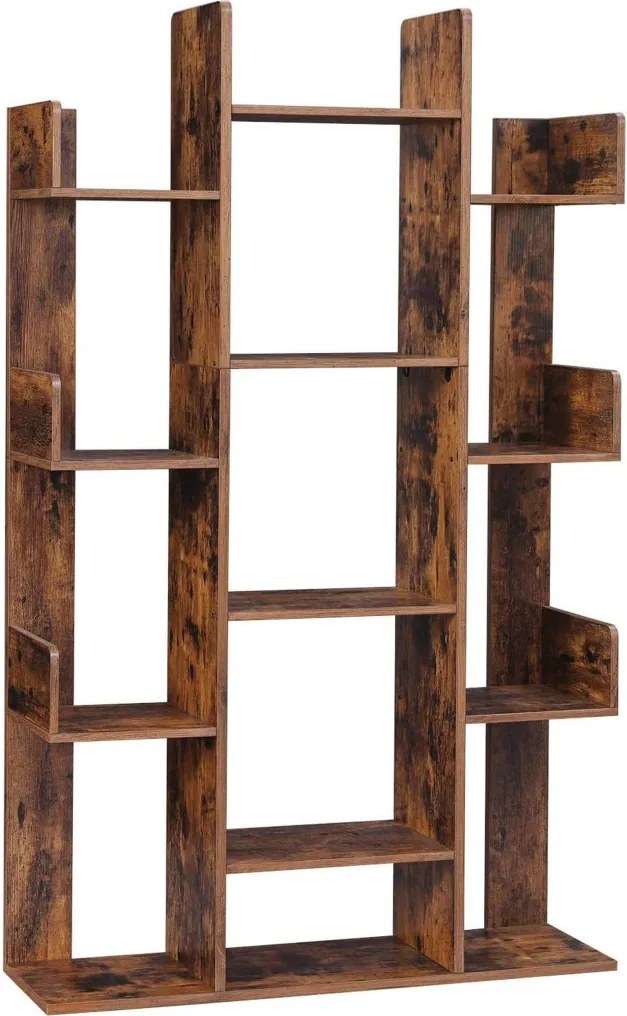 Könyvespolc, tárolópolc, rusztikus barna 86x25x140cm