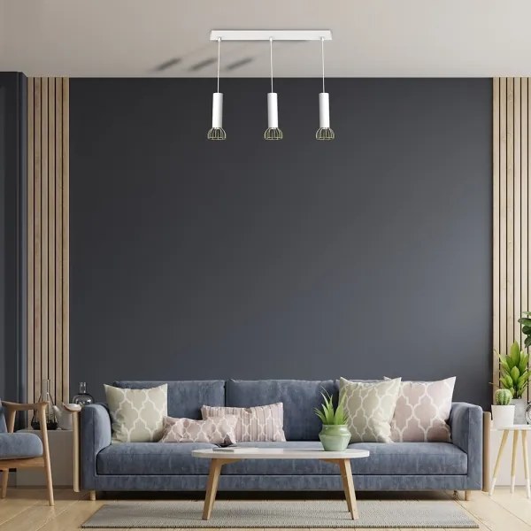 Csillár zsinóron DANTE 3xGU10/25W/230V fehér/arany