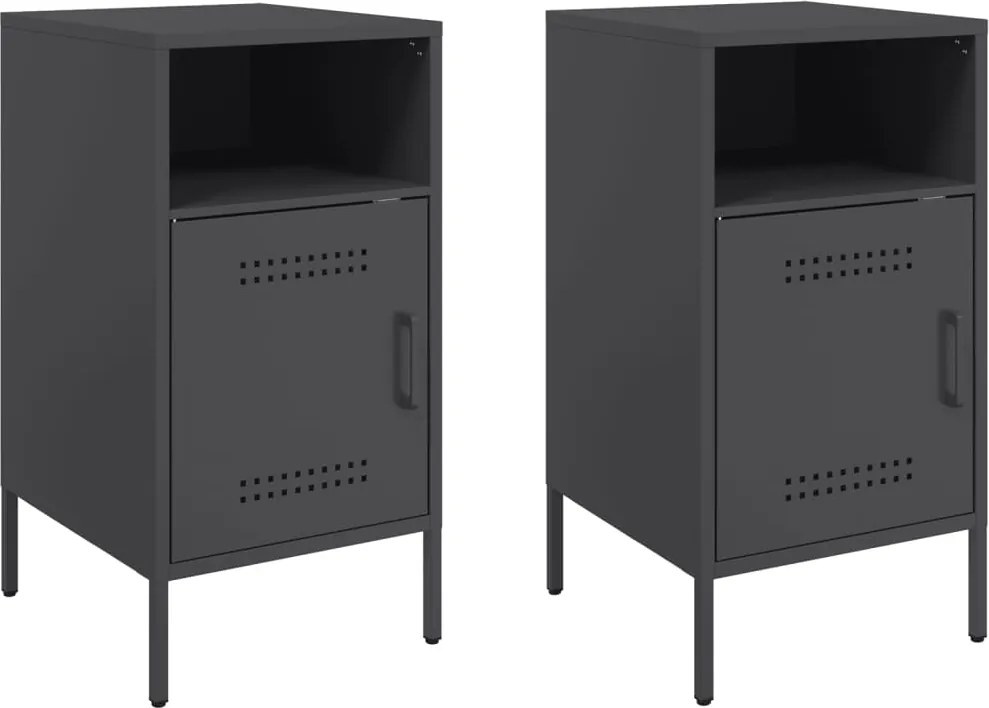vidaXL 2 db fekete acél éjjeliszekrény 36 x 39 x 68 cm