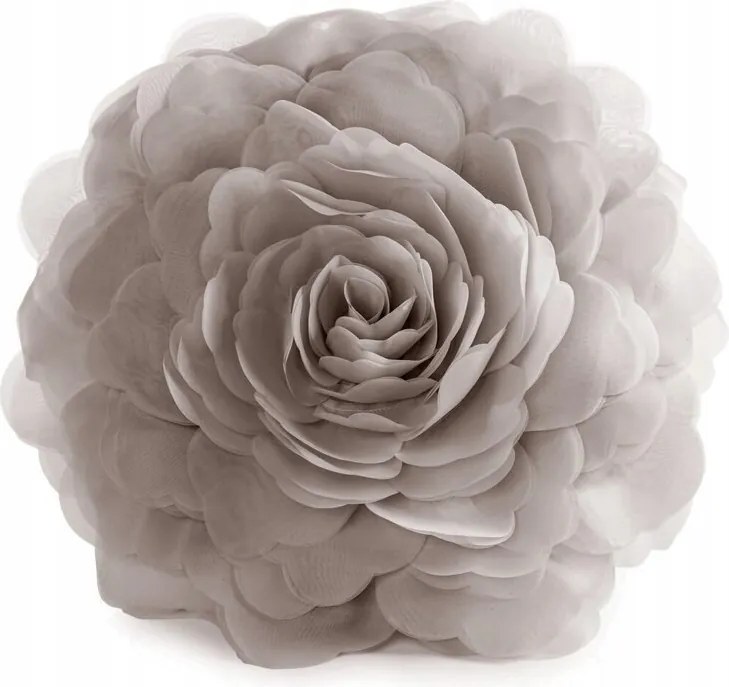 Dekoratív párnahuzat 40 cm Bézs Chiffon virág díszpárna kerek