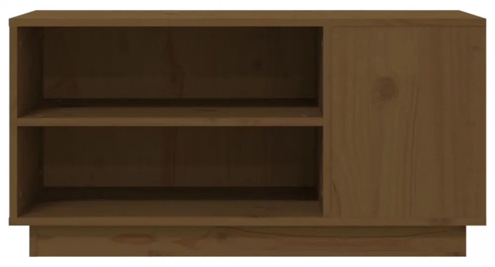 mézbarna tömör fenyőfa TV-szekrény 80x35x40,5 cm