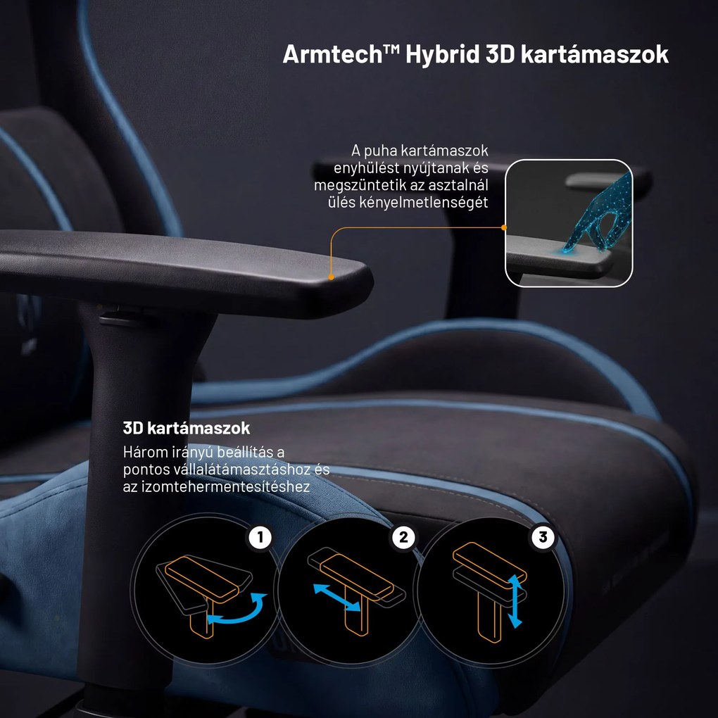Gamer szék szövet King Size, fekete-kék: Diablo X-One 2.0 Night Blue