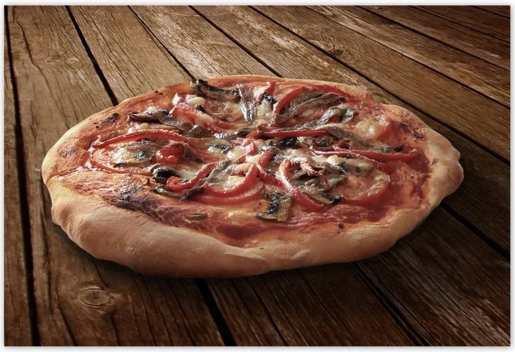 Poszterek 200x135 Pizza a fa asztalon