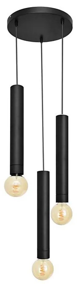 Csillár zsinóron TUBA 3xE27/15W/230V fekete
