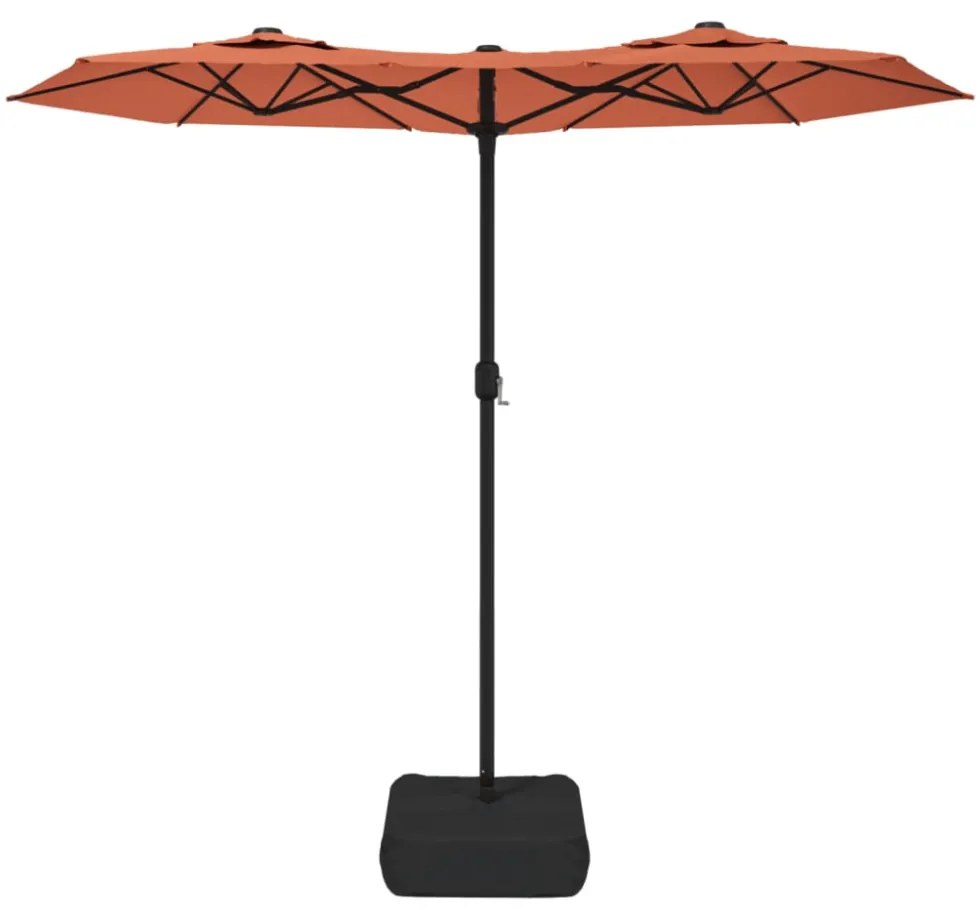 terrakotta dupla tetős LED-es napernyő 316x145 cm