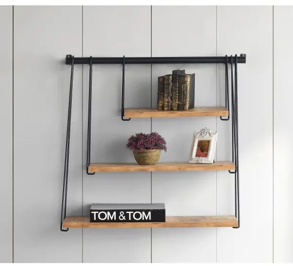 Fali polc ZIHON 63,5x60 cm fekete/barna