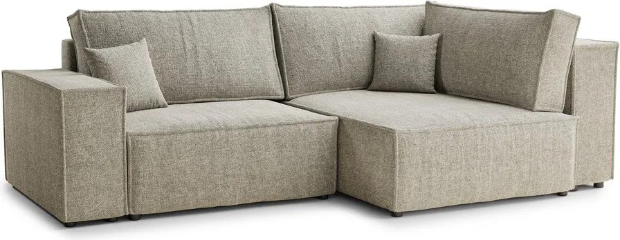 Bézs zsenília kinyitható-tárolóhelyes sarokkanapé (jobb oldali-L alakú) Tonga – Maison de Rêve