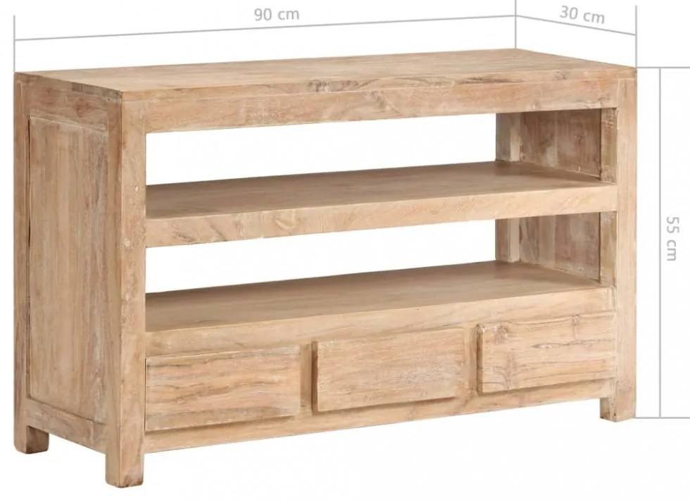 világosbarna tömör akácfa TV-szekrény 90 x 30 x 55 cm