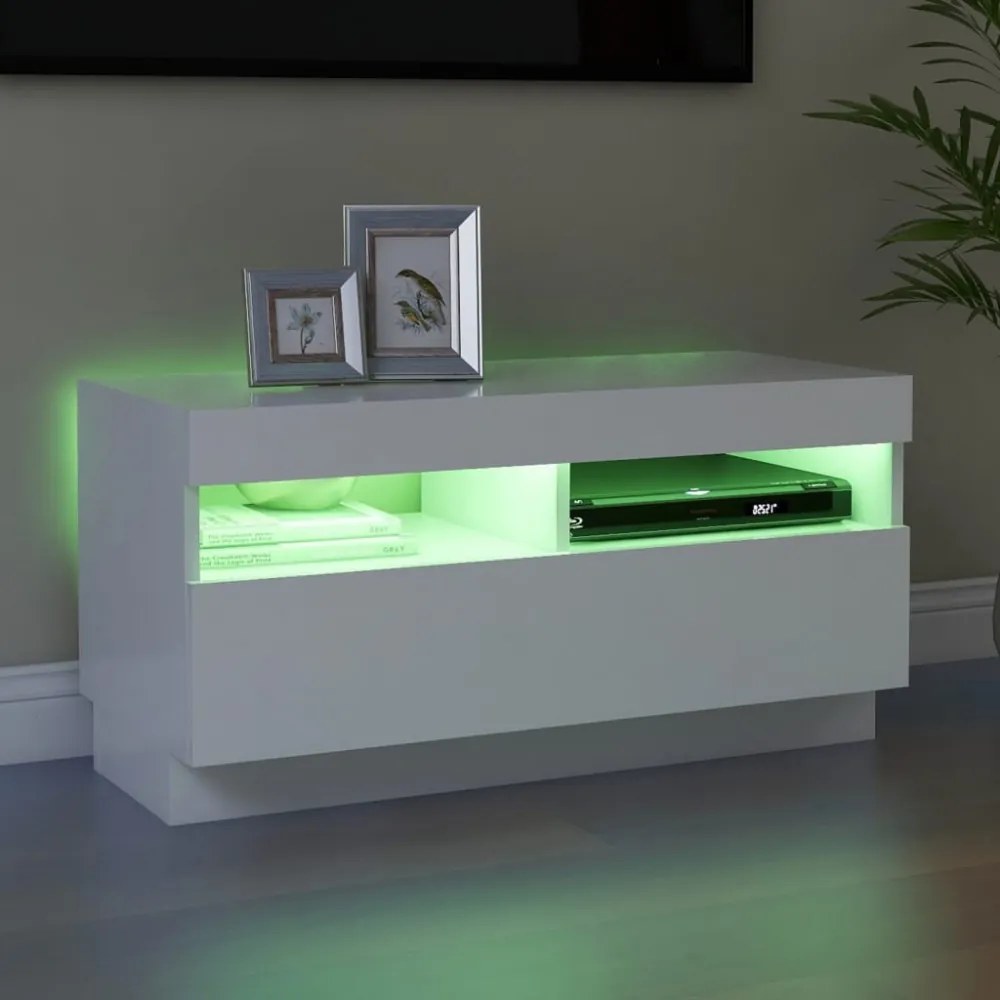 fehér TV-szekrény LED-lámpákkal 80 x 35 x 40 cm