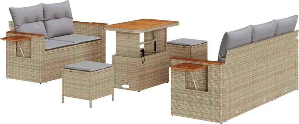 vidaXL Kerti Kanapé Szett párnával 8 pcs Beige és Világosszürke