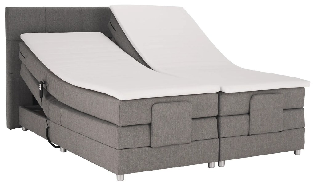 Elektromos állítható ágy, boxspring, szürke, 160x200, MURKO NEW