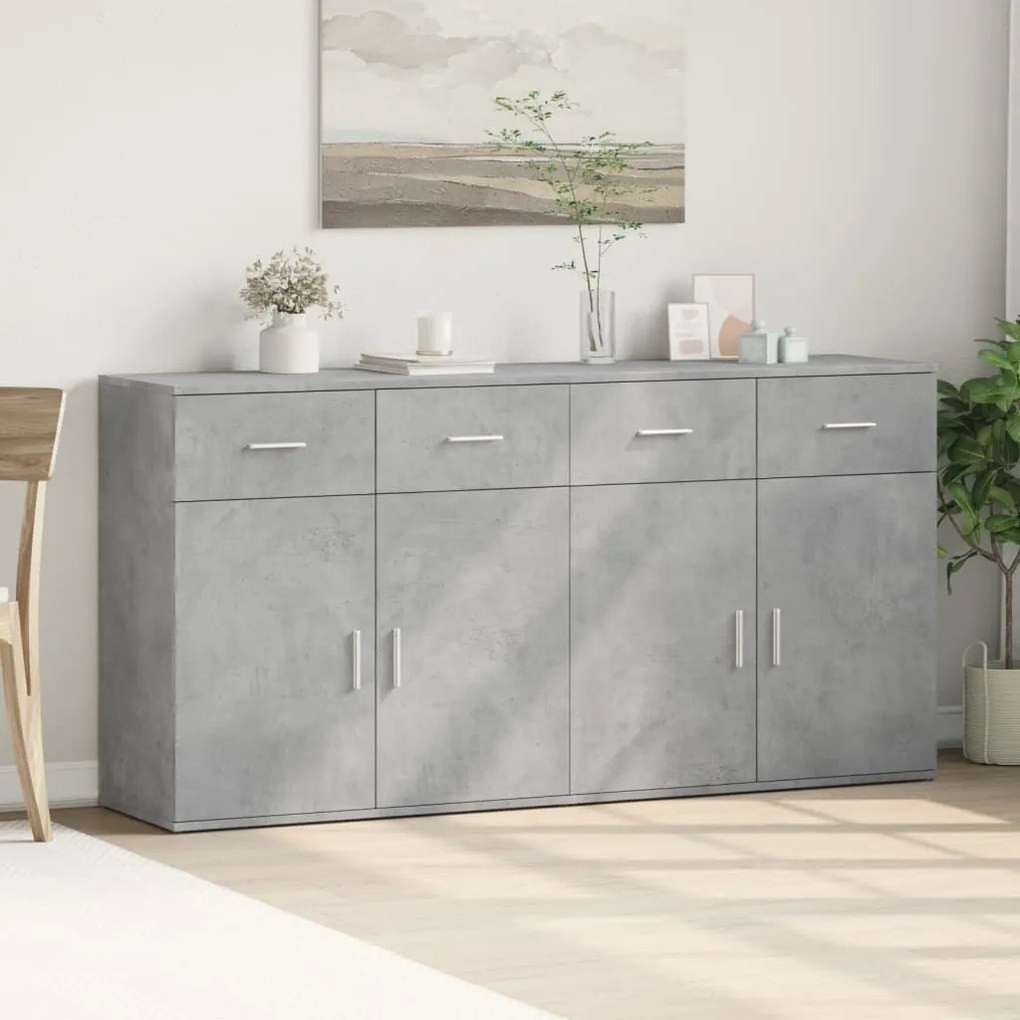 2 db betonszürke szerelt fa tálalószekrény 79 x 38 x 80 cm