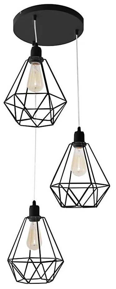 Csillár KARO 3xE27/15W/230V fekete