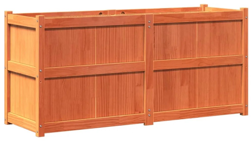 viaszbarna tömör fenyőfa kerti virágláda 150 x 50 x 70 cm