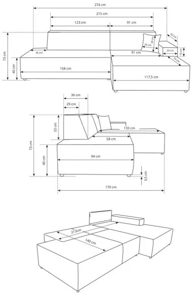 TERAMO L-alakú, ággyá alakítható jobb oldali sarokülőgarnitúra tárolóval, bézs