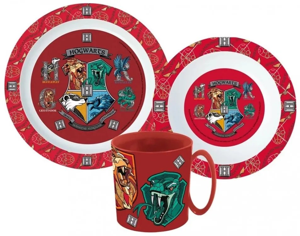 Harry Potter School Shields étkészlet, micro műanyag szett bögrével 350 ml