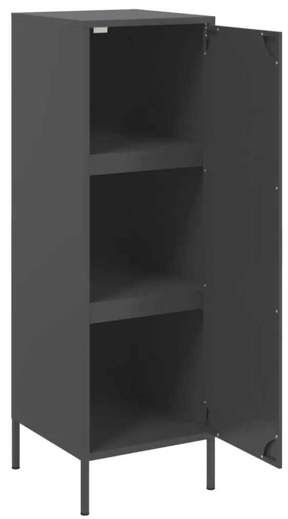fekete acél magasszekrény 36 x 39 x 113 cm