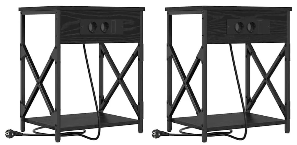 Éjjeliszekrény 2 pcs Musta tammi 41 x 31 x 51 cm Faanyag