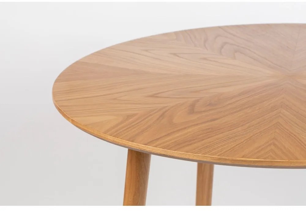 Kerek étkezőasztal tölgyfa dekoros asztallappal ø 120 cm Fabio – White Label
