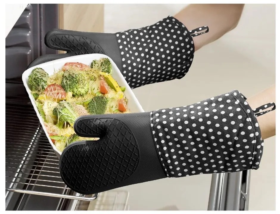 Oven 2 db fekete szilikon edényfogó kesztyű - Wenko