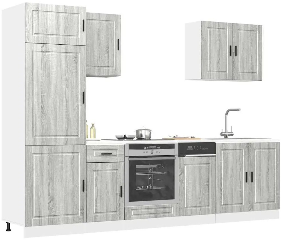 7 darabos konyhaszekrény szett Porto szürke sonoma műfa