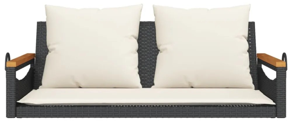 fekete polyrattan hintapad párnákkal 109 x 62 x 40 cm