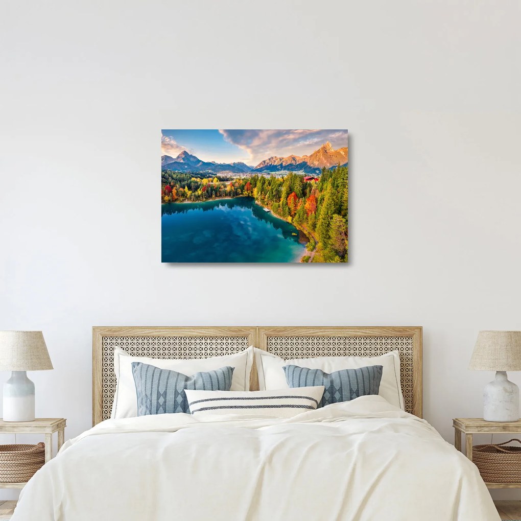 Kép - Urisee-tó, Ausztria (üvegen) (70x50 cm)