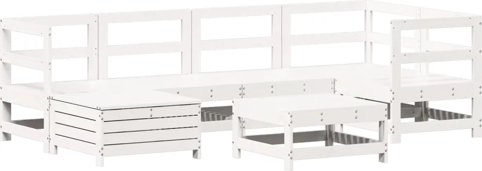 vidaXL fehér 7 részes tömör fenyőfa kerti kanapészett