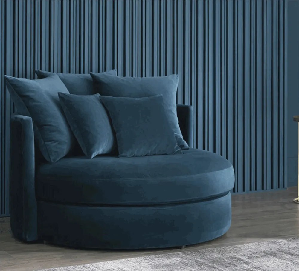 Kerek fotel, Velvet szövet kék, SALOTO
