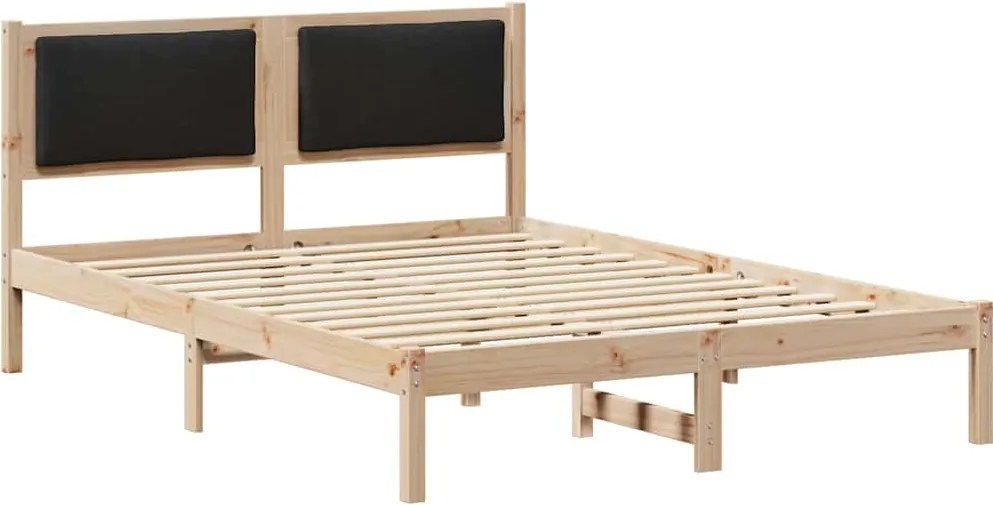 vidaXL Ágykeret fejtámlával Fekete 150 x 200 cm Tömör fenyőfa