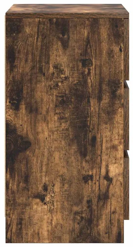 2 db füstölt tölgy éjjeliszekrények 3 fiókkal 39x35x65 cm