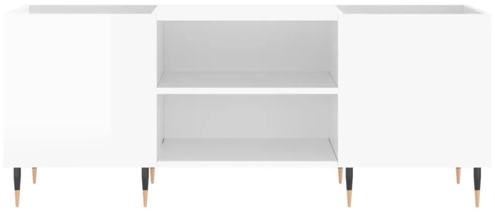 magasfényű fehér szerelt fa hanglemezszekrény 121x38x48 cm