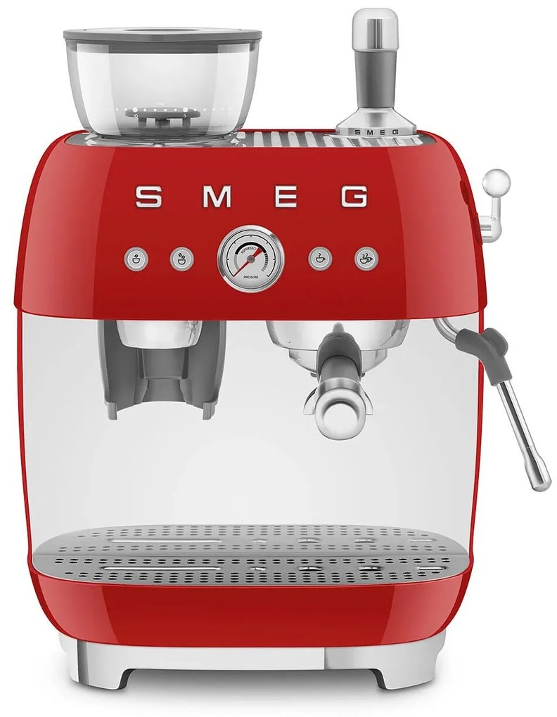 SMEG 50-es retro stílusú EGF03 karos kávéfőző kávédarálóval 2 csésze piros - Smeg