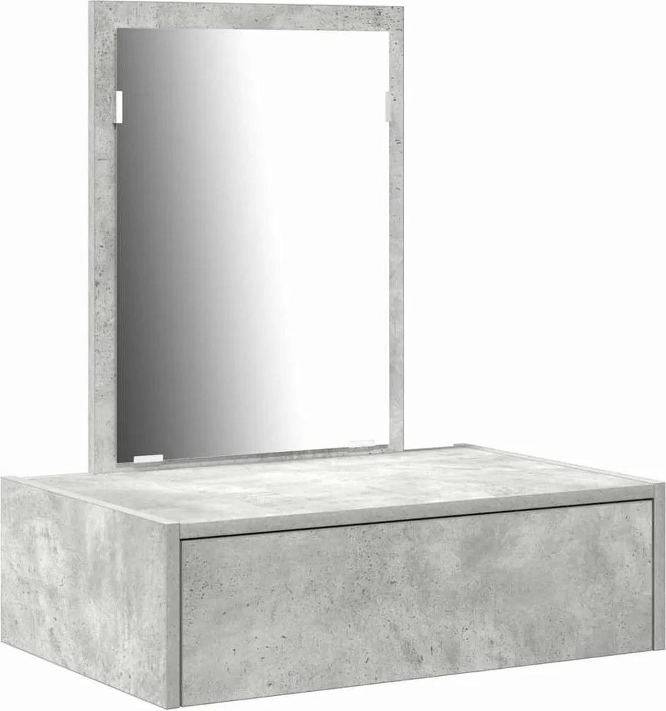 vidaXL Öltözködőasztal fiókkal tükörrel Szürke 60 x 40 x 70 cm Faanyag