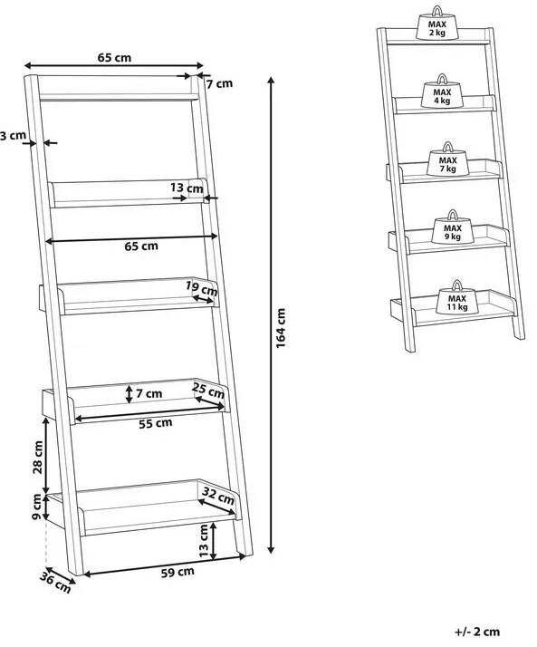 Ötszintes fehér létrapolc MOBILE TRIO Beliani