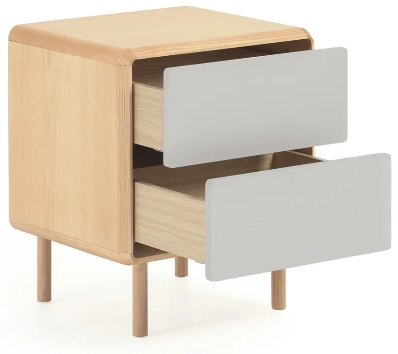 Szürke-natúr színű éjjeliszekrény Anielle – Kave Home