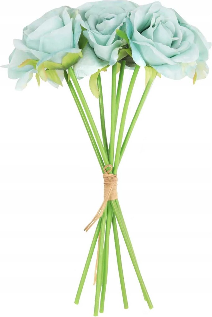 Csokor 7 Rózsa 37CM Türkiz Színű Művirág Élő Váza