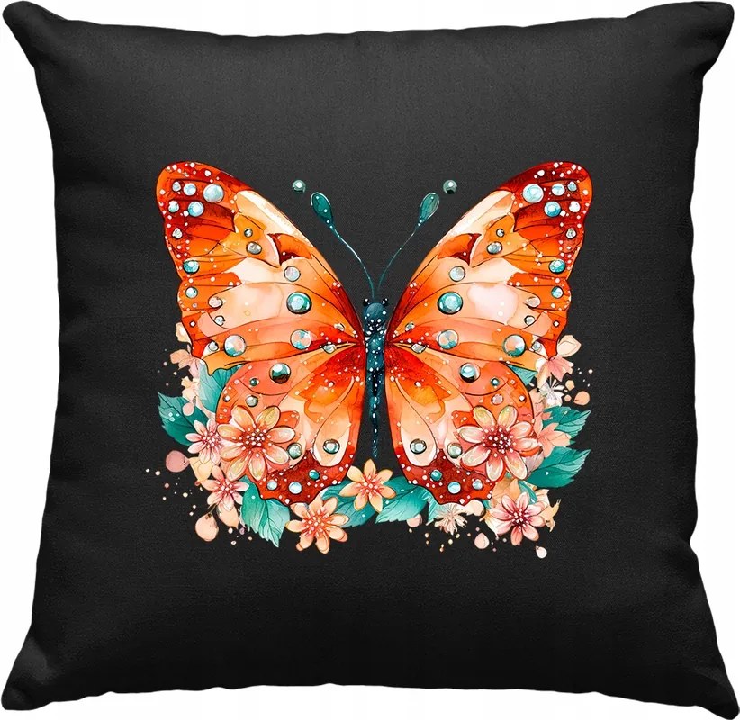 Pillangó párna virág pillangó butterfly 5 fekete