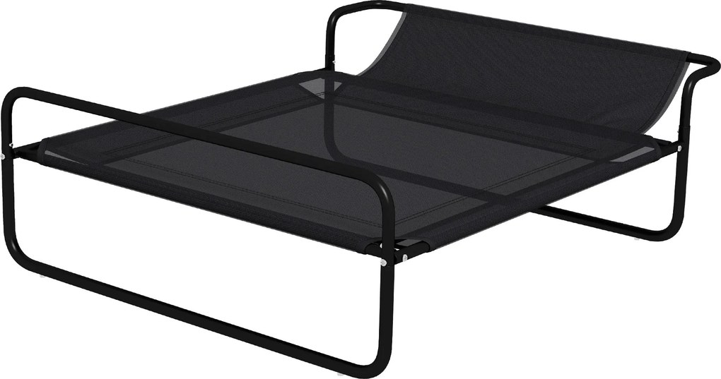 PawHut Emelt Kutyaágy Kempingágy, Macskák és Háziállatok Számára Fejtámlával, Mikro-perforált Textilén Anyag, Beltéri és Kültéri Használatra, 106 x 81