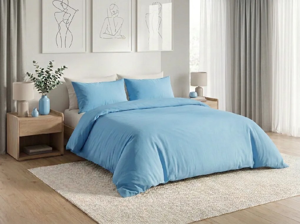Pamut ágynemű CALMORA világoskék Ágyneműhuzat mérete: 2 db 70 x 90 cm | 160 x 220 cm
