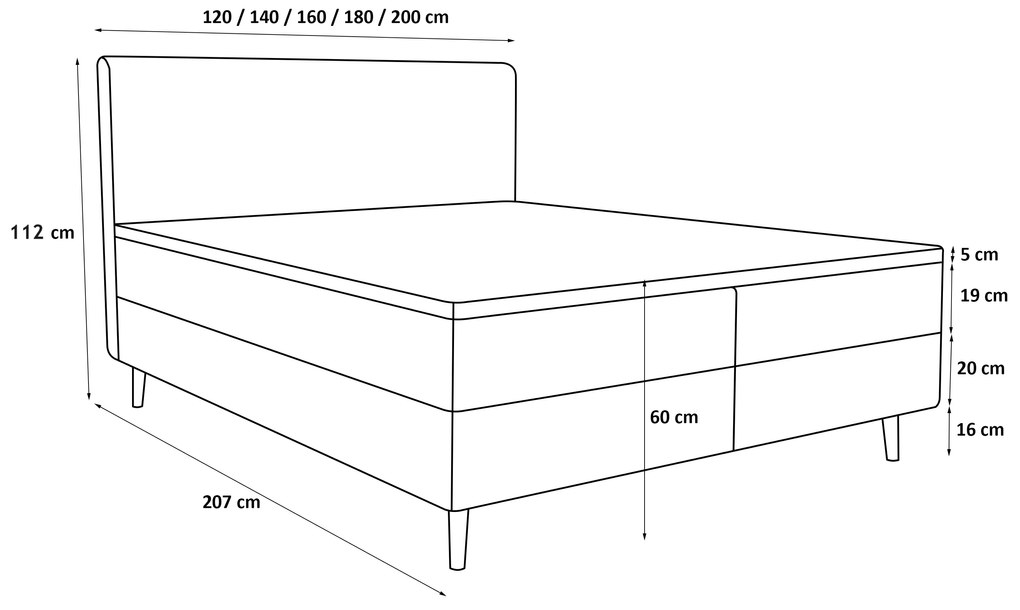 Egyszemélyes ágy 120 cm Napoli Bonell (szürke) (ágyráccsal, tárolóhellyel). 1082439
