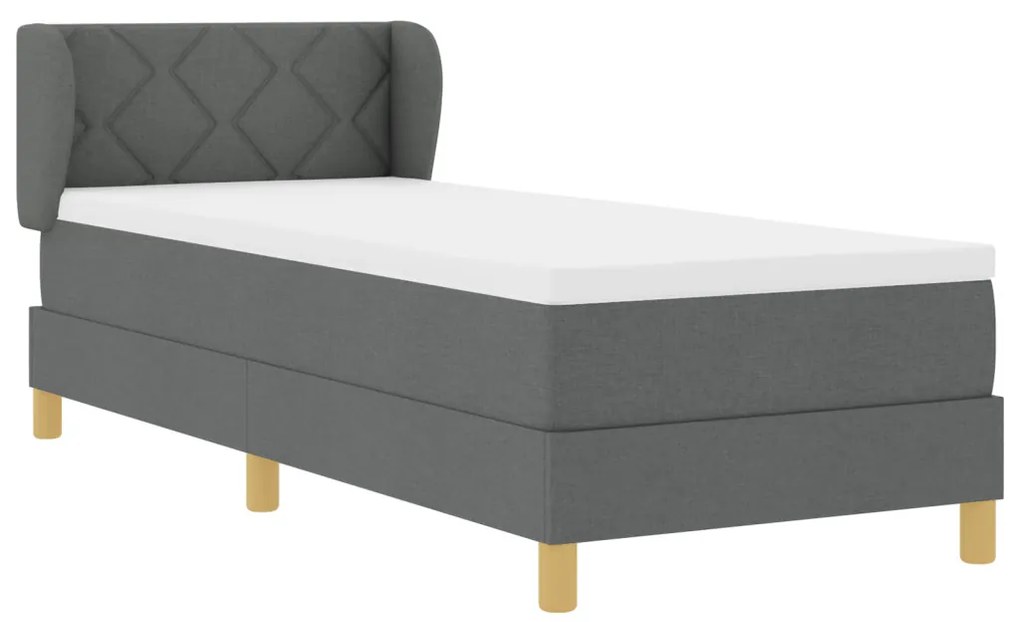 Boxspring Ágy Matraccal Sötétszürke Színben, 80x200 cm, Szövet