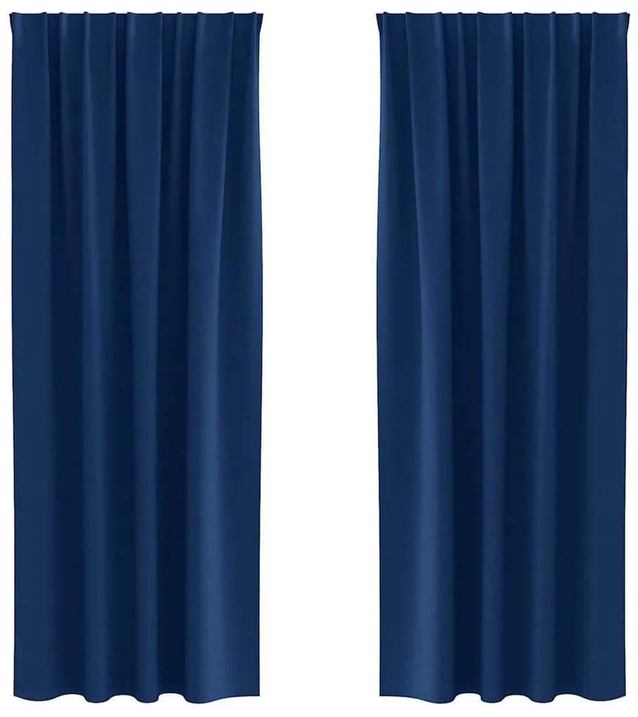 Függönyök függönyökkel 2 pcs Sötétkék 225x140cm Poliészter