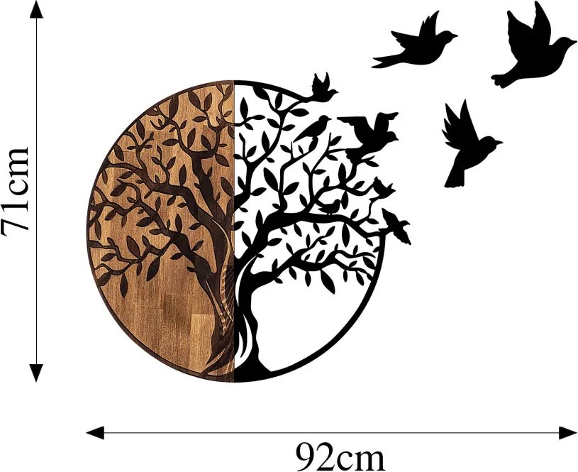 Tree And Birds - 322 fa-fém faldekoráció