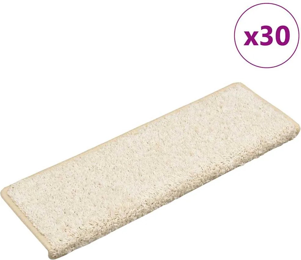 vidaXL 30 db fehér lépcsőszőnyeg, téglalap alakú széllel, 65 x 21 x 4 cm