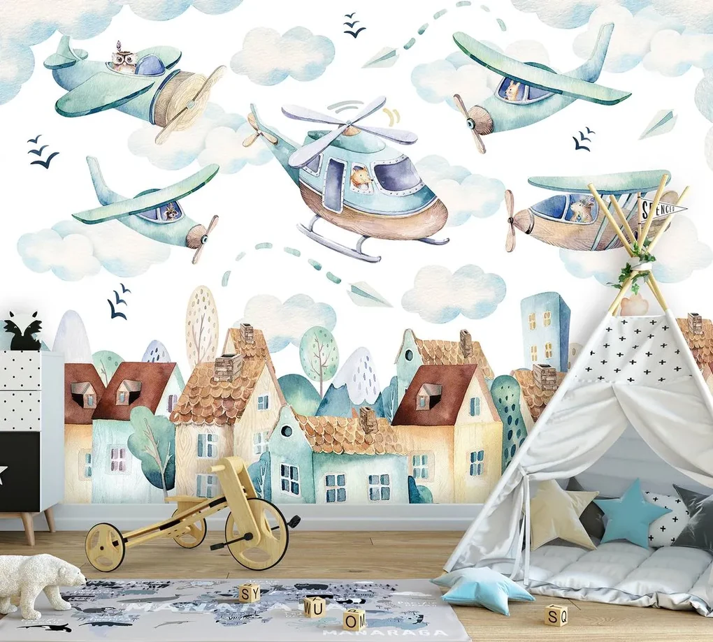 Fotótapéta - Repülőgép és helikopter (152,5x104 cm)